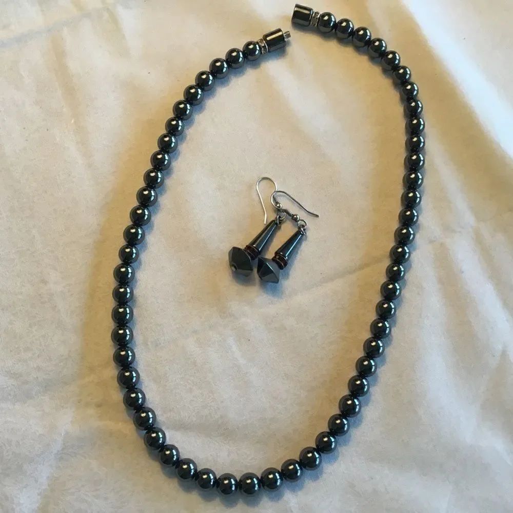 $12 ea or 3/$20. Hematite Colored Necklace & Ear.s